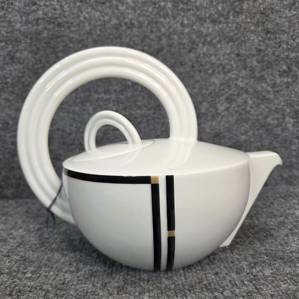 Rosenthal Studio-Line Porcelian Mario Bellini Cupola Teapot MCM White Black Gold